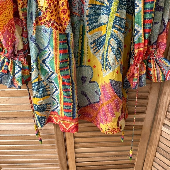 Farm Rio Summer Tapestry Square Neck Mini Dress Size M - Picture 5 of 7